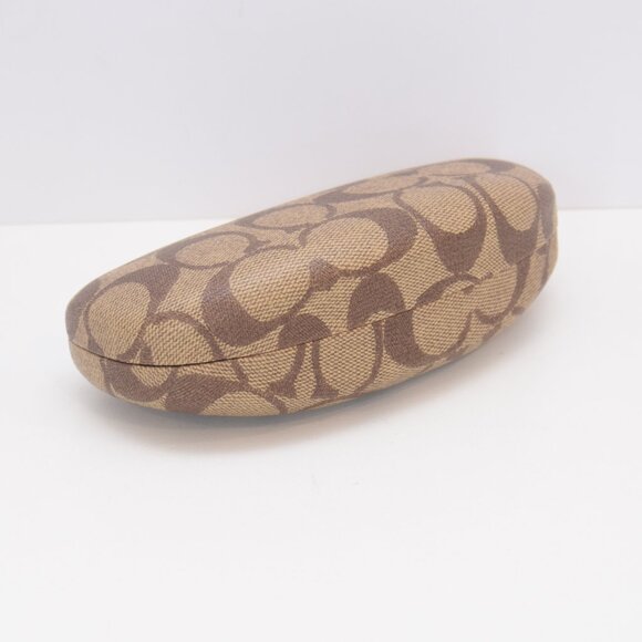 Coach Eyeglass Sunglasses Case Classic Logo Monogram Hard Clamshell Brown - Picture 3 of 12